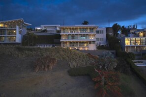 Evening Time at Happy Days Villa B  - B is the one in the middle and the pool on the ground to the left of B is the pool for Villa B.