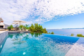 Private pool with sea view in Luxury villa Blue Planet with pool on the island of Korcula
