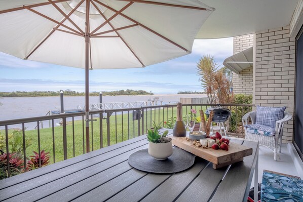 A private patio overlooks the Maroochy River.
