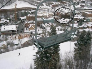 View of the condo from the nearest lift in town