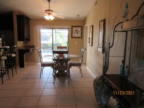 Dining room looking out to pool/lanai area.