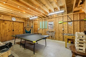 Ping pong table, foosball, Jenga and more