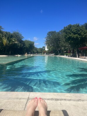 Beautiful huge Lorena Ochoa pool.  Just steps away from condo.