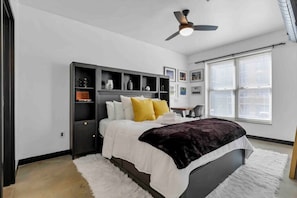 Beautiful bedroom with queen size bed. It is oh so comfy! You won't want to stay anywhere else.