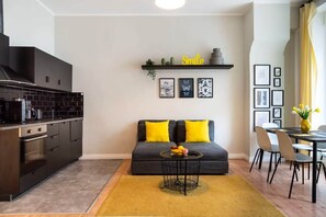 Living space with sleeping couch
