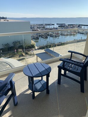 Sit on your balcony and enjoy the views of the Rehoboth Bay