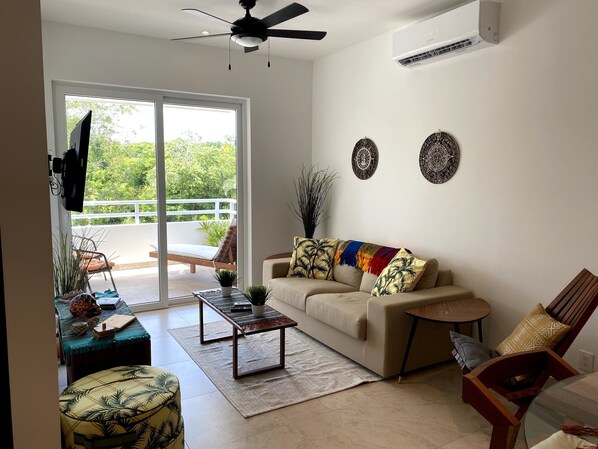 Living room with lots of natural light.