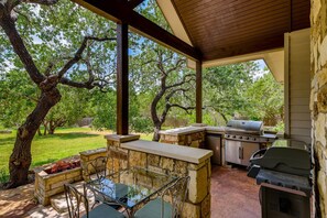 Outdoor kitchen and dining area.