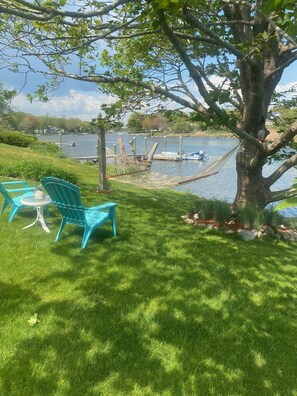 cozy, comfy hammock in the shade  of a nice maple tree overlooking the river!