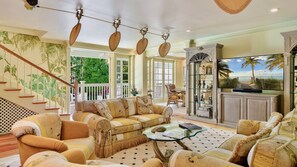 The exquisite living room in the main house...