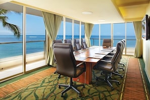 An equipped conference room, perfect place for a meeting!