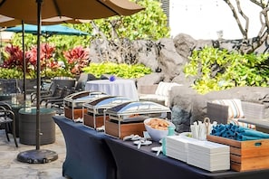 Enjoy a meal from the breakfast buffet