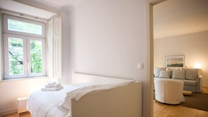 A cozy bedroom with freshly laundered linen!