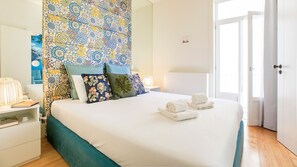 Bedroom with AC and balcony access #colorful