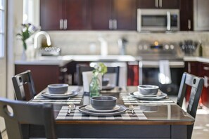 Enjoy your home-made meals while talking about your day in our dining area.
