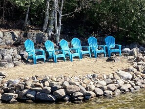 Chairs on private sandy beach