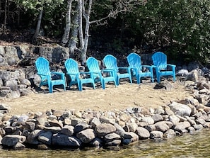 Chairs on private sandy beach