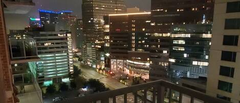 View of Texas Medical Center from Private Balcony at night