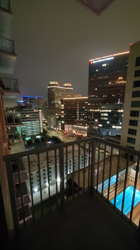 View of Texas Medical Center from Private Balcony at night