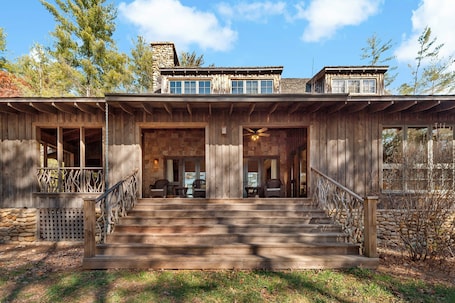 Lakeside Retreat is nestled in a lush forest with its own private dock on Lake James!