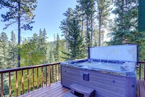 Private hot tub and deck with view