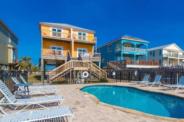 Enjoy sitting poolside. Pool is just shared with other half of the duplex. 