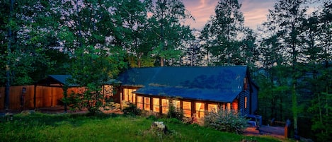 True log cabin with tons of natural light