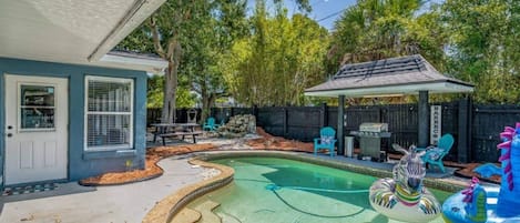 patio with swimming pool