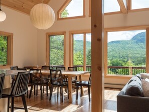 Dining area with mountain views