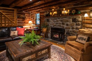 Fireplace on with a quick switch and blower vents warm the space
