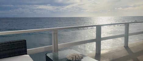 Peaceful balcony overlooking the ocean