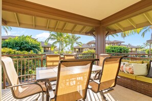 2-bedroom, 2-bathroom condo invites you to unwind with its peaceful garden view and upscale amenities