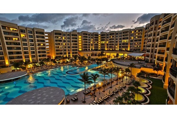 Evening pool view