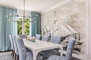 Modern dining room seats 8