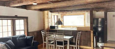 All new furniture & Appliances. Warm cabin feel with original wood beams and flooring
