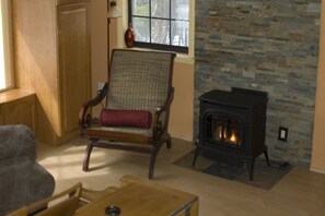 New gas fireplace in the den/music room 