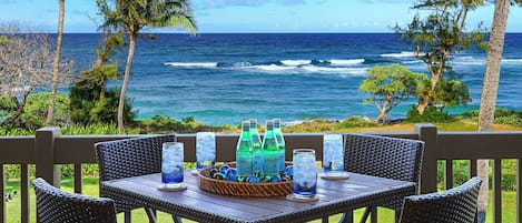 Dine ocean front without even leaving home! Outside seating for 4