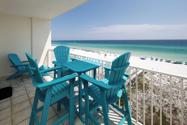 Balcony view - this bartop height patio furniture lets you have a completely unobstructed view from this top floor unit.