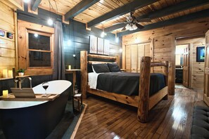 Master bedroom has free-standing tub and a very calm and comforting ambiance.