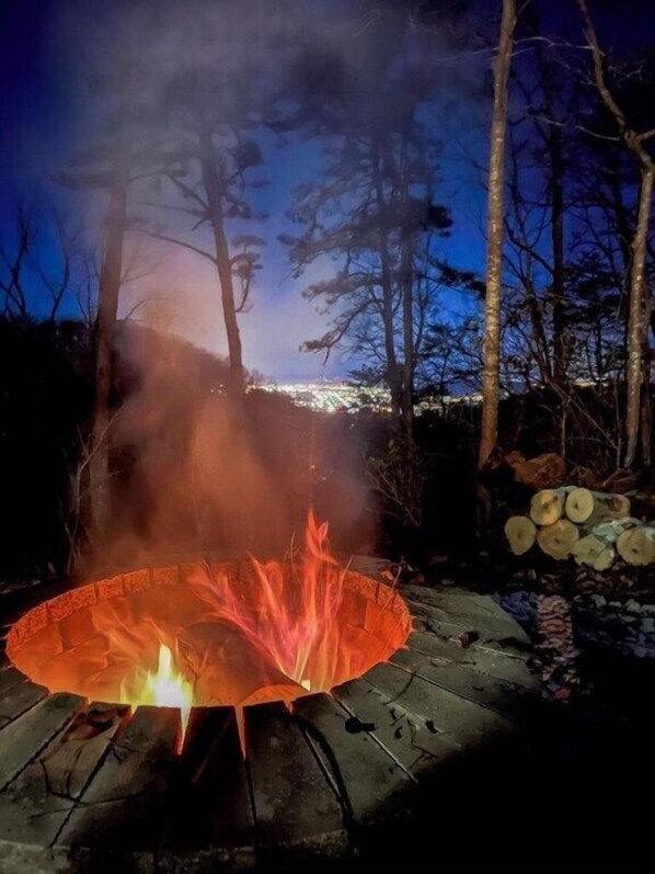 Warm fire, cool mountain air, and a sky full of stars