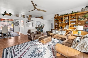 Living room area - Has a smart TV, many board games and seating for everyone!