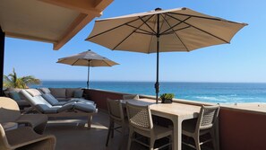 Ocean front oversized patio.