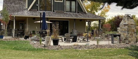 Main house- outdoor gas fireplace and patio available for guest 
use