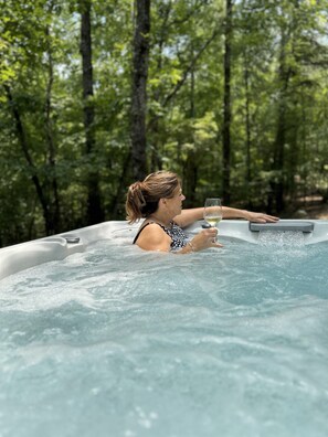 Enjoy your private Hot Tub off your stone patio. 
