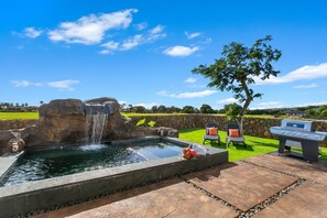 Private salt water HEATED backyard pool and spa