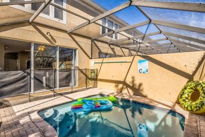 Private pool with no rear neighbors, nestled on a desirable corner lot, offering extra privacy and space to unwind.