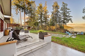 Overview patio spaces. This image is from the winter, imagine spring, summer, and fall.