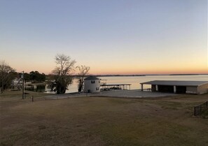 This is your view. Silo, boat dock, and this house are not included in rental. 