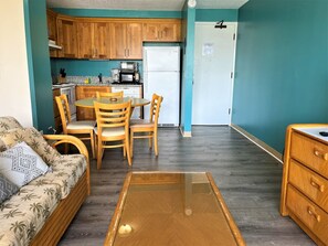 Living and dining areas