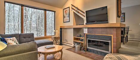 Killington Vacation Rental | 2BR | 2.5BA | Stairs to Access | 1,500 Sq Ft